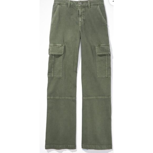 ✨AE Dreamy Drape Stretch Cargo Super High-Waisted Baggy Wide-Leg Sz 0 Pants✨ - Picture 4 of 9